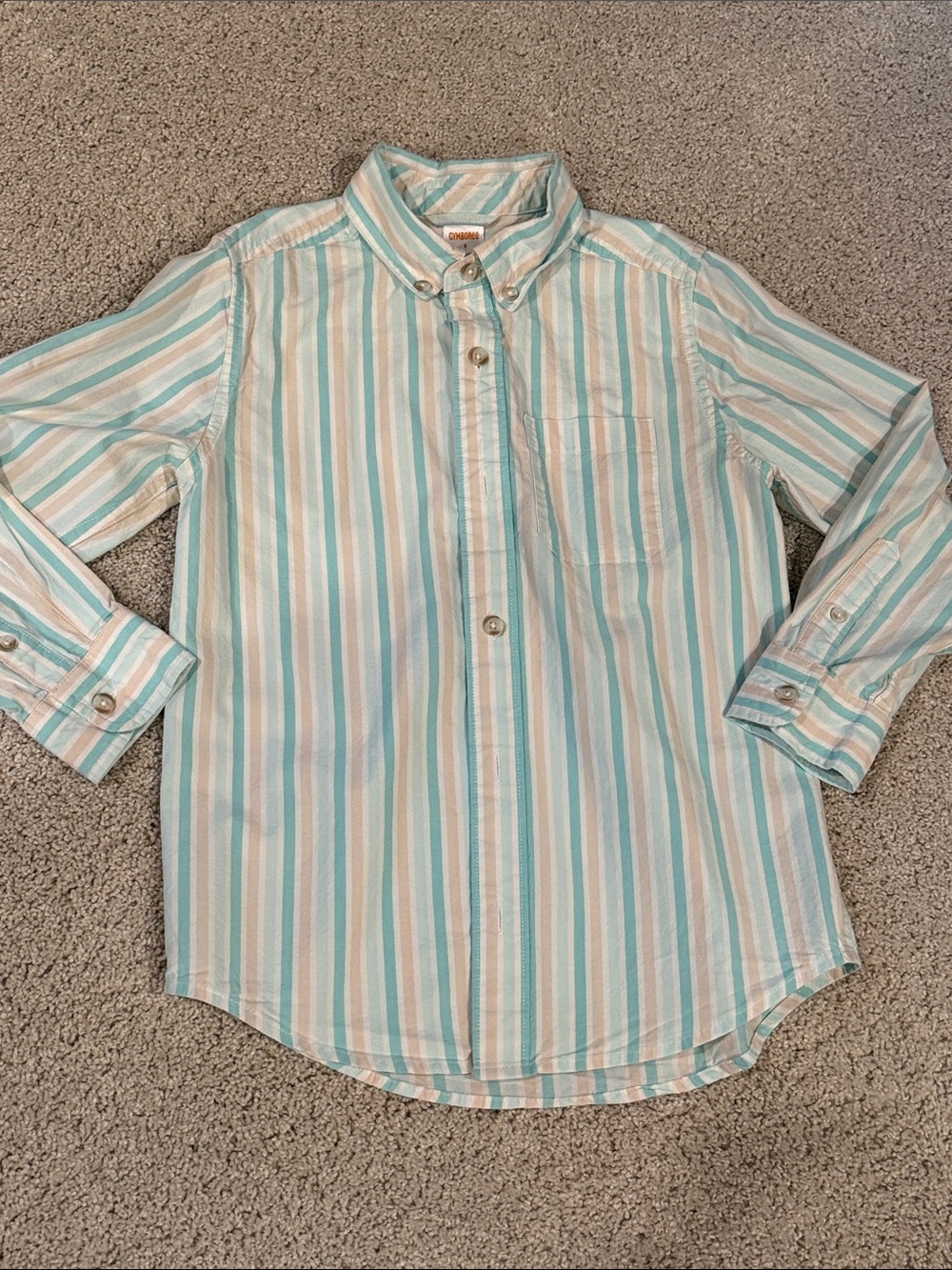 Gymboree Boy’s Striped Button-Up Shirt - Light Blue & White, size